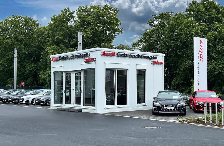 audi-verkaufspavillon-buerocontainer-verkaufscontainer-raummodule (HaCoBau Raummodule GmbH)