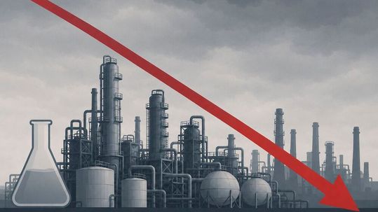 Materialknappheit, Preisdruck und schwache Erwartungen prägen das Geschäftslima in der chemischen Industrie.(Bild:  Dall-E / KI-generiert)