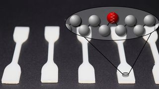 Materialproben aus neuartigem Polyethylen mit eingebauten Sollbruchstellen in den Molekülketten (Maximilian Baur, AG Mecking, Universität Konstanz)