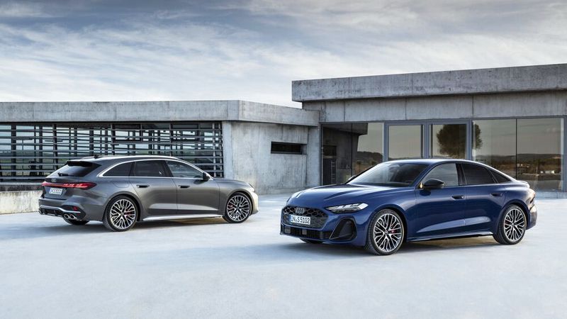 Der Auftritt von A5 Avant (l.) und Limousine wirkt dynamisch und elegant und verzichtet auf pubertäre Muskelspiele. (Bild: Audi AG)