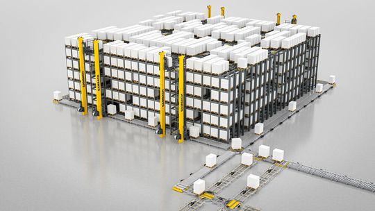 Axis-2 von Dambach ist ein vollautomatisiertes, mehrfachtiefes Lagersystem, das sich für ein breites Spektrum an Palettentypen und härteste Umgebungsbedingungen eignet.(Bild:  Dambach)