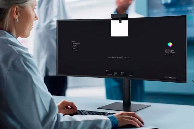 Der Kalibrierungssensor des LG 40HT513D fährt aus seinem Gehäuse aus, sobald er für eine Messung benötigt wird. (Bild: LG Electronics)