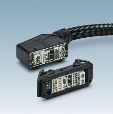 Bild 1: Mit modularen Kontakteinsätzen für Daten, Signale und Leistung wird der Einsatz schwerer Steckverbinder flexibler und bequemer. (Phoenix Contact)