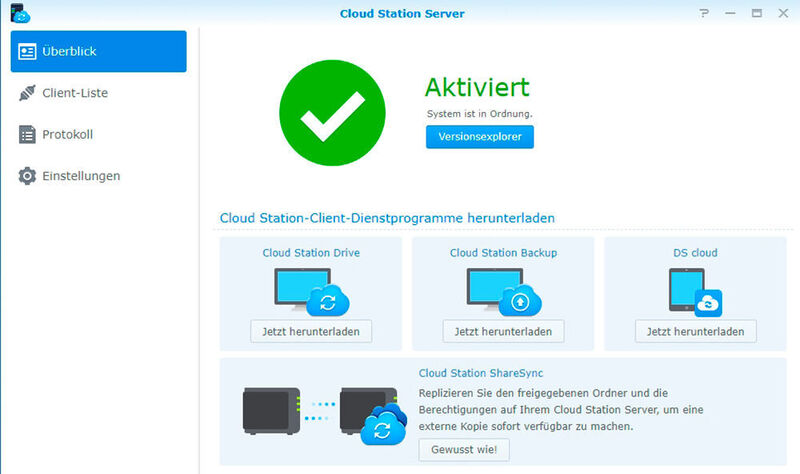 Cloud Station und Drive Server werden auf ähnlichem Weg installiert. Bei der Installation von Drive Server werden die Einstellungen von Cloud Station übernommen.  (Synology)