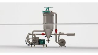 Typische Anlagenaufstellung einer Prallmühle mit Sichter, bestehend aus 
Mühle, Filter und explosionsschutztechnischen Komponenten. (Bild: Netzsch Trockenmahltechnik)