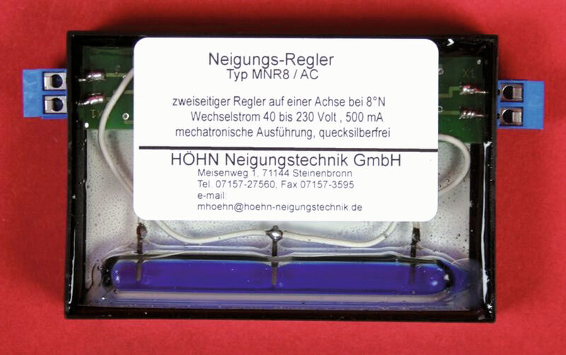 Mechatronischer Neigungsregler MNR8 /AC von Höhn Neigungstechnik eignet sich zum Einsatz einer Spannung von 40 bis 230 V bei 500 mA. (Höhn Neigungstechnik)