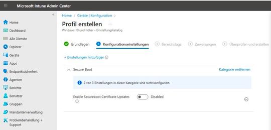 Verwalten von Secure Boot und Firmware-Updates über Microsoft Intune.(Bild:  Joos - Microsoft)