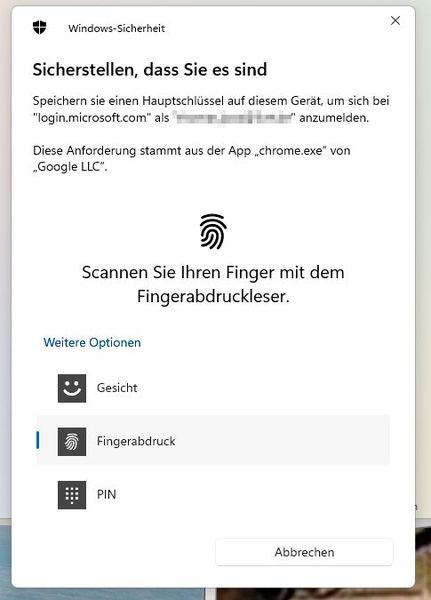 Biometrische Authentifizierung in Windows 11. (Bild: Joos)
