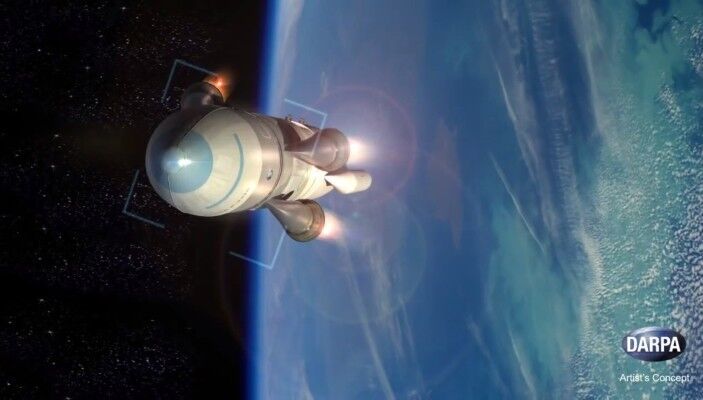 Ein Satellit auf dem Weg in den Orbit: Schon bald könnten konventionelle Flugzeuge schnelle und preisgünstige Satellitenstarts ermöglichen. (Bild: DARPA)