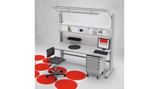 Das Elektrolabor-Arbeitssystem TL 1800 feiert seine Premiere auf der productronica 2013. Es ist das erste gemeinsame Projekt von Treston und Teklab, einem finnischen Anbieter für das Design von Elektrolabors und -werkstätten. (Bild: Treston)