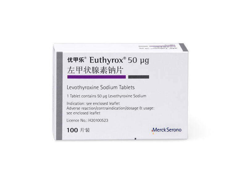 Euthyrox (Wirkstoff: Levothyroxin-Natrium) ist ein synthetisches Schilddrüsenhormon, das als Standardtherapie für Schilddrüsenunterfunktion (Hypothyreose) zugelassen ist. Es ist zudem zur Therapie der euthyreoten Struma und zur Suppressionstherapie bei differenzierten Schilddrüsenmalignomen angezeigt. (Merck)