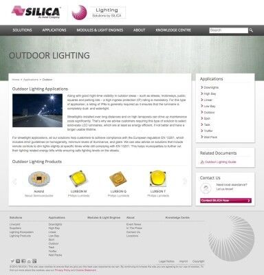 Lighting-Site von SILICA: Lighting-Applikatikon Outdoor (Bild: SILICA)
