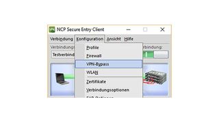 Die VPN-Bypass-Funktion soll es ermöglichen, Daten bestimmter Anwendungen am Tunnel vorbei ins Internet zu schicken. (NCP)
