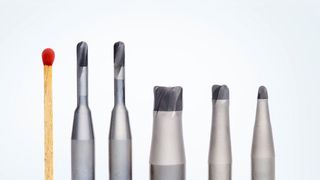 The new PCD solid-head milling cutters offer short process times and long tool lives when machining carbide and other hard-brittle materials. (Mapal)