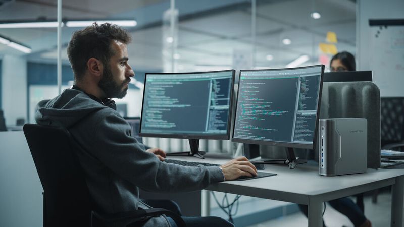 Die Mini-Workstation Acer Veriton RA100 AI basiert auf dem AMD Ryzen AI Max+ 395. Mit bis zu 128 GB LPDDR5X und vier Speicherlanälen soll sich der kleine Rechner sehr gut für die Entwicklung und das Training von KI-Anwendungen eignen. (Bild: Acer)