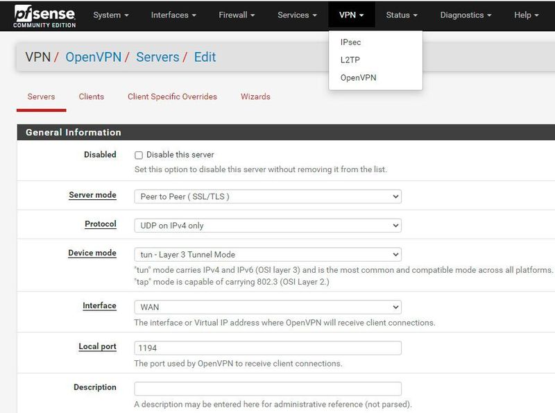 pfSense verfügt auch über die Möglichkeit als VPN-Server genutzt zu werden. Auch OpenVPN steht hier zur Verfügung. (Joos)