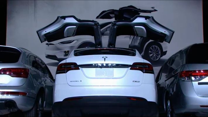 Damit kann die Ausladung der Türen zur Seite und nach oben gesteuert werden.  (Tesla)