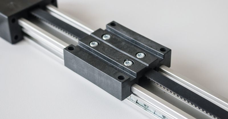 Bild 2: Zahnriemenachsen der Eco-Serie von Igus bieten Alternativen für viele Einbausituationen. Ihr Schlitten besteht komplett aus Kunststoff und ist deshalb sehr leicht. Eine automatische Zahnriemenvorspannung verkürzt die Montagezeit. (Bild: Igus)
