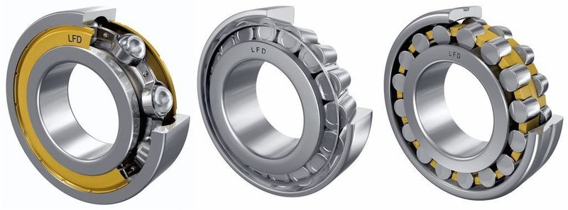 Bild 1: In Getrieben für Windkraftanlagen werden schwerpunktmäßig Rillenkugellager (links), Zylinderrollenlager (rechts), Pendelrollenlager und Kegelrollenlager (Mitte) eingesetzt. (Archiv: Vogel Business Media)