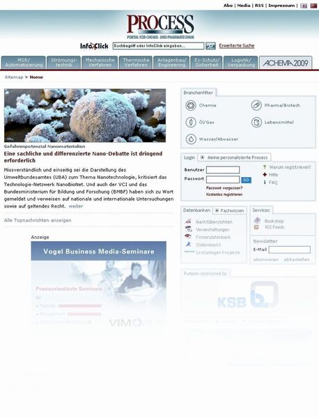 Meilenstein 2007: Mit www.process.de ist PROCESS ins Web 2.0-Zeitalter aufgebrochen. (Archiv: Vogel Business Media)