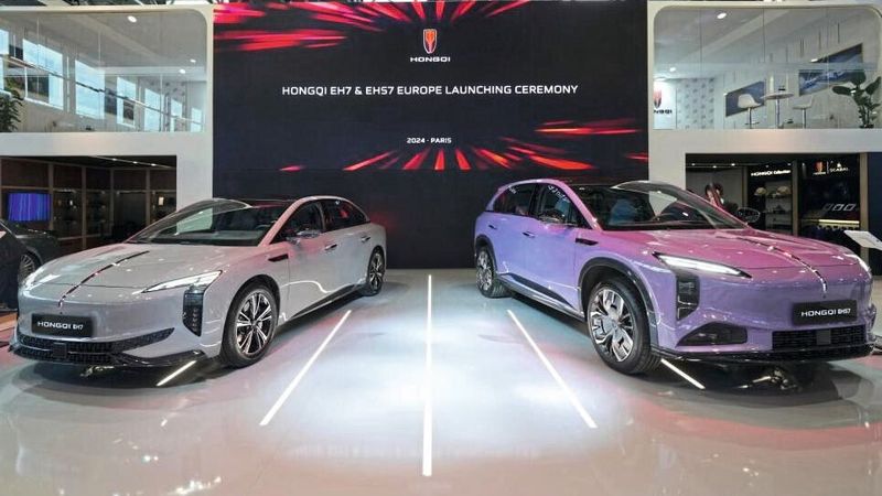 Auf dem Pariser Autoalon hat Hongqi im Oktober die beiden Modelle EH7 und E-HS7 vorgestellt und zudem Preise für den französischen Markt genannt.(Bild:  Hongqi)