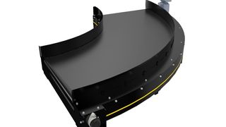 Blick auf Interrolls neue Gurtkurve. Damit sollen sich noch kleinere Fördergüter schnell und sicher transportieren lassen. Vermarktet wird sie unte den Namen Beltcurve 1200. (Interroll)