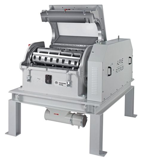 Mit der Schneidmühle Rotoplex lässt sich Ausschuss, der bei der Herstellung von Lithium-Ionen anfällt, zerkleinern und so für das Recycling vorbereiten.(Bild:  Hosokawa Alpine)