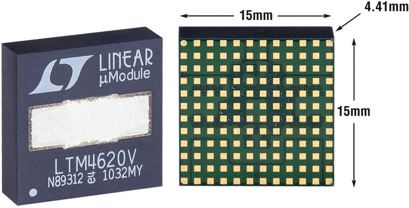 Bild 1: Das Gehäuse des LTM4620 ist ein LGA mit 15 mm x 15 mm x 4,41 mm (Bild: Linear Technology)