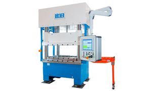 Werkzeugprobierpresse zum Testen von Werkzeugen fürs Stanzen, Tiefziehen, Prägen und andere Umformprozesse, die aber nicht nur für Muster, sondern auch für Kleinserien eingesetzt wird. (Röcher)