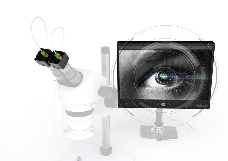 Mit dem Sinascope-System lassen sich optischen, okularbasierte Stereomikroskope zu einem digitalen Mikroskop mit zwei 4K-Kameras und einem 3D-Monitor erweitern. (Solectrix )