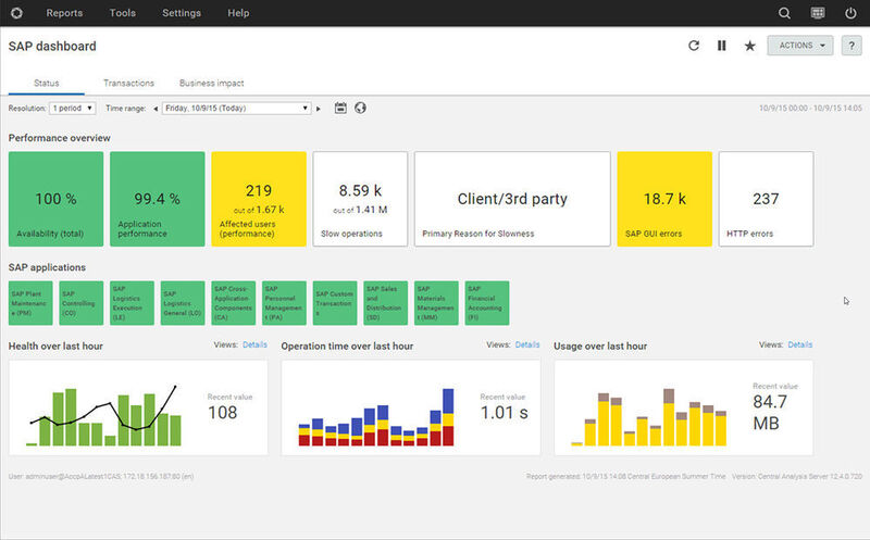 Dashboard für SAP-Monitoring (Bild: Dynatrace)
