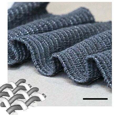 Ein neuer Stoff, der sich durch Magnetkraft bewegen lässt: Hier das flexible Gewebe in Leinwandbindung.(Bild:  Hong Kong Polytechnic University)