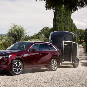 Mit 2,5 Tonnen Anhängerlast ist der CX-80 das ideale Gefährt für Pferdeliebhaber.(Bild:  Mazda)