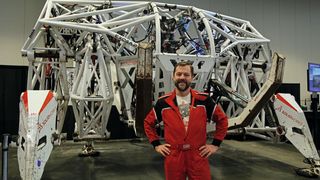 Sicher eines der Highlights an der 3DExperience World: Jonathan Tippett (Gründer und CEO der Exosapien Company), der auch mit der ETH Zürich zusammenarbeitete im Rahmen seiner Entwicklungsarbeit.  (Bild: Matthias Böhm)