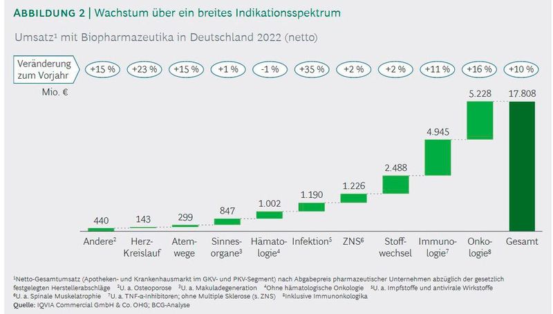 Umsatzveränderungen im Jahr 2022 (Bild: BCG Studie: Medizinische Biotechnologie in Deutschland 2023 )