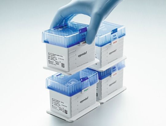 Aus Rezyklat hergestellte Racks für Pipettenspitzen von Eppendorf(Bild:  Eppendorf, Michael Wurzbach)