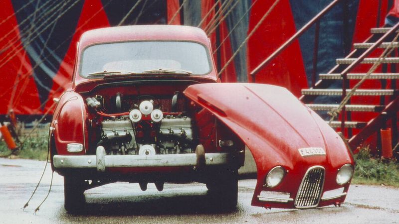 Das Unikat „93 Monstret“ mit seinen beiden gekoppelten Dreizylinder-Zweitaktmotoren kam nie zum Einsatz. (Bild: von Thyssen)