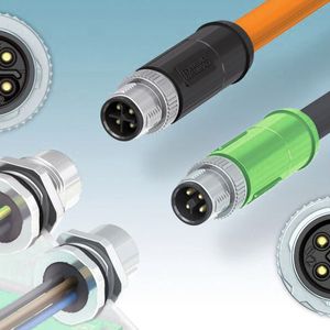 Steckverbinder vom Typ M12 Power in S- und T-Kodierung übertragen eine hohe Leistung trotz ihres geringen Bauraums.