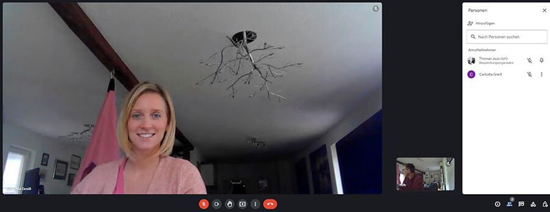 Eine Videokonferenz über Google Mail im Webbrowser. (Bild: Joos)