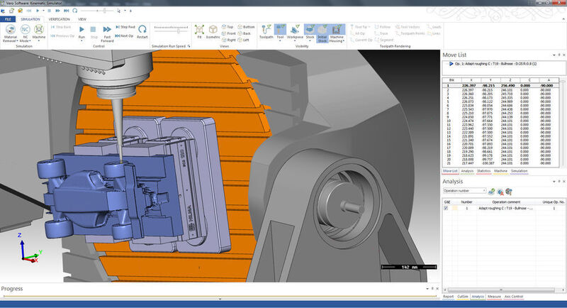 Verbesserte Abtragssimulation mit Werkzeugweganalyse in der CNC Simulation. (Bild: Mecadat)