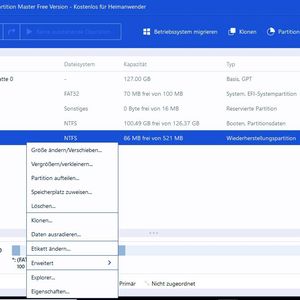 Mit EasUS Partition Master Free lassen sich ebenfalls Daten auf SSD löschen.(Bild:  Joos – EasUS Partition Master Free)