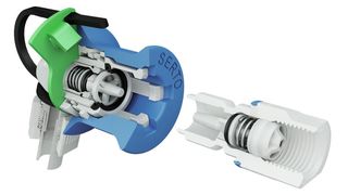 Die PVDF-Sicherheitskupplung kann sogar mit einer Hand angeschlossen und gelöst werden.  (Bild: Serto)