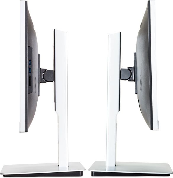 Ergonomisch: Das Display mit dem integrierten Rechner ist höhenverstellbar. Auf der rechten Seite des All-In-One liegen zwei USB-3.0-Buchsen und ein Cardreader. (Bild: Wortmann)
