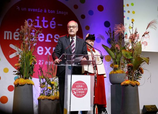 Guy Parmelin a inauguré l'édition 2022 de cité-métiers.ch. Guy Parmelin a inauguré l'édition 2022 de cité-métiers.ch.