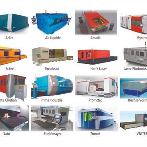 Bild 1: Fasergekoppelte Laser-Flachbettschneidanlagen von 24 Herstellern in alphabetischer Reihenfolge. 