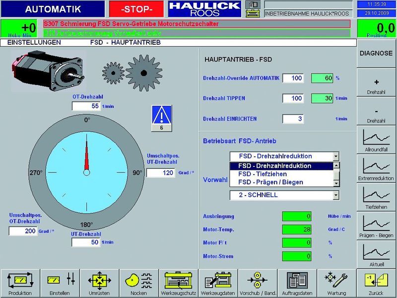 Bild 1: FSD-Bedienoberfläche; darüber können die maschinenseitigen Prozessparameter einfach und schnell angepasst werden. (Archiv: Vogel Business Media)