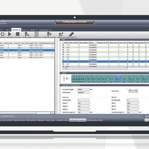 Hier sieht man die Oberfläche des Kasto-Software-Moduls Kastooptisaw. Mit ihm kann man Schnittpläne für Sägeaufgaben automatisch erstellen, heißt es. Mit seiner Hilfe könne das zu sägende Material sehr effizient verarbeitet werden, um Reststücke möglichst zu vermeiden.(Bild:  Kasto)