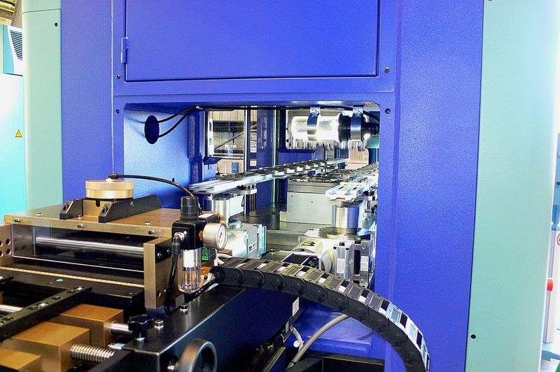 Nova Stanzautomaten sind mit moderner Automatisierungstechnik ausgestattet wie hier mit dem Walzenvorschub, Fabrikat Sander; Beutler Nova holt sich für derartige Einrichtungen rund um den Stanzautomat die Spezialisten ins Haus. Bild: Kuhn (Archiv: Vogel Business Media)
