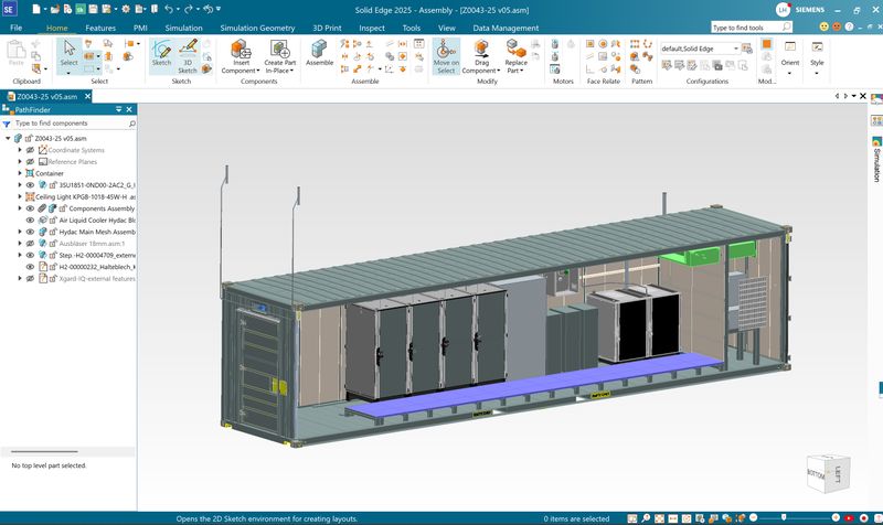 Das technologische Fundament der Entwicklung bildet die Software Designcenter X Solid Edge. Sie fungiert als Rückgrat des digitalen Produktentwicklungsprozesses. (Bild: )