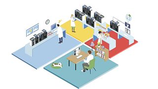 Abb. 1 Vernetzung aller Analytiksysteme über ein Client-Server-CDS (Bild: Shimadzu Deutschland)